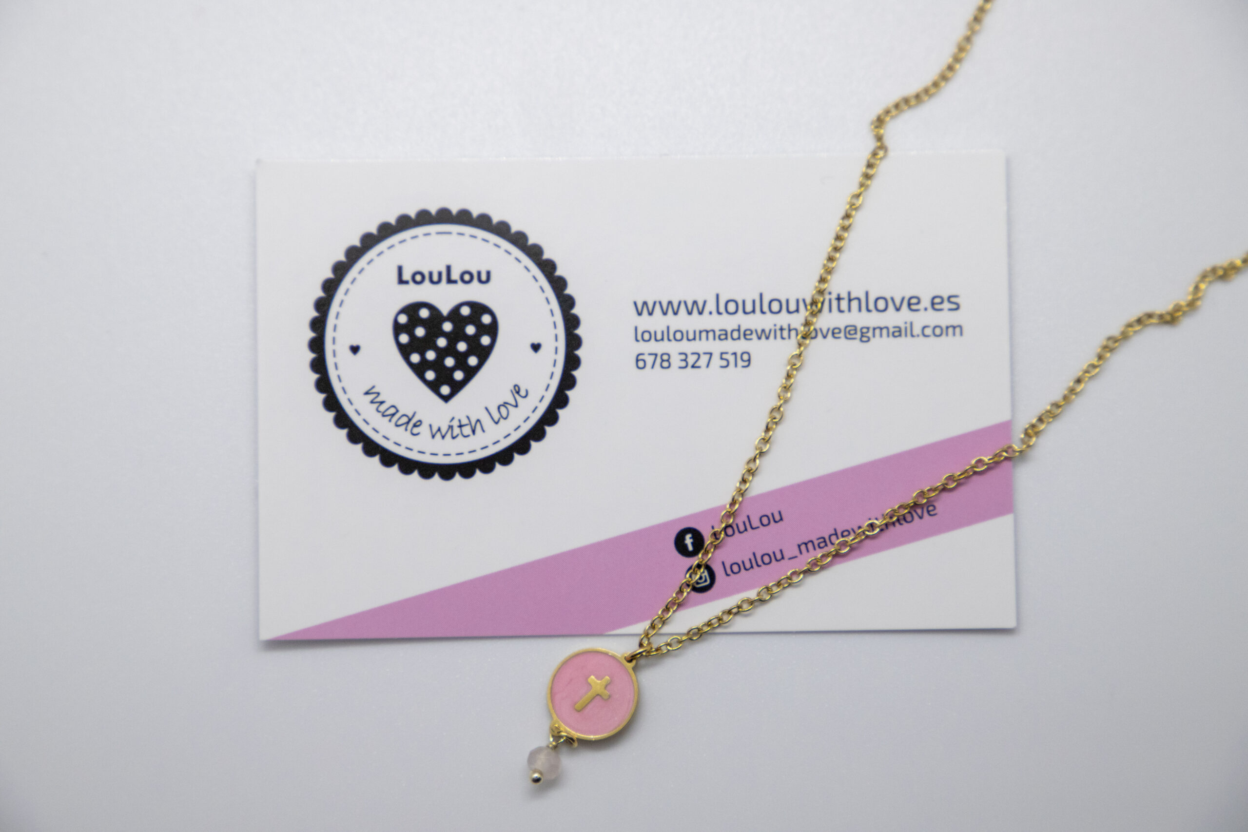 Colgante cruz rosa